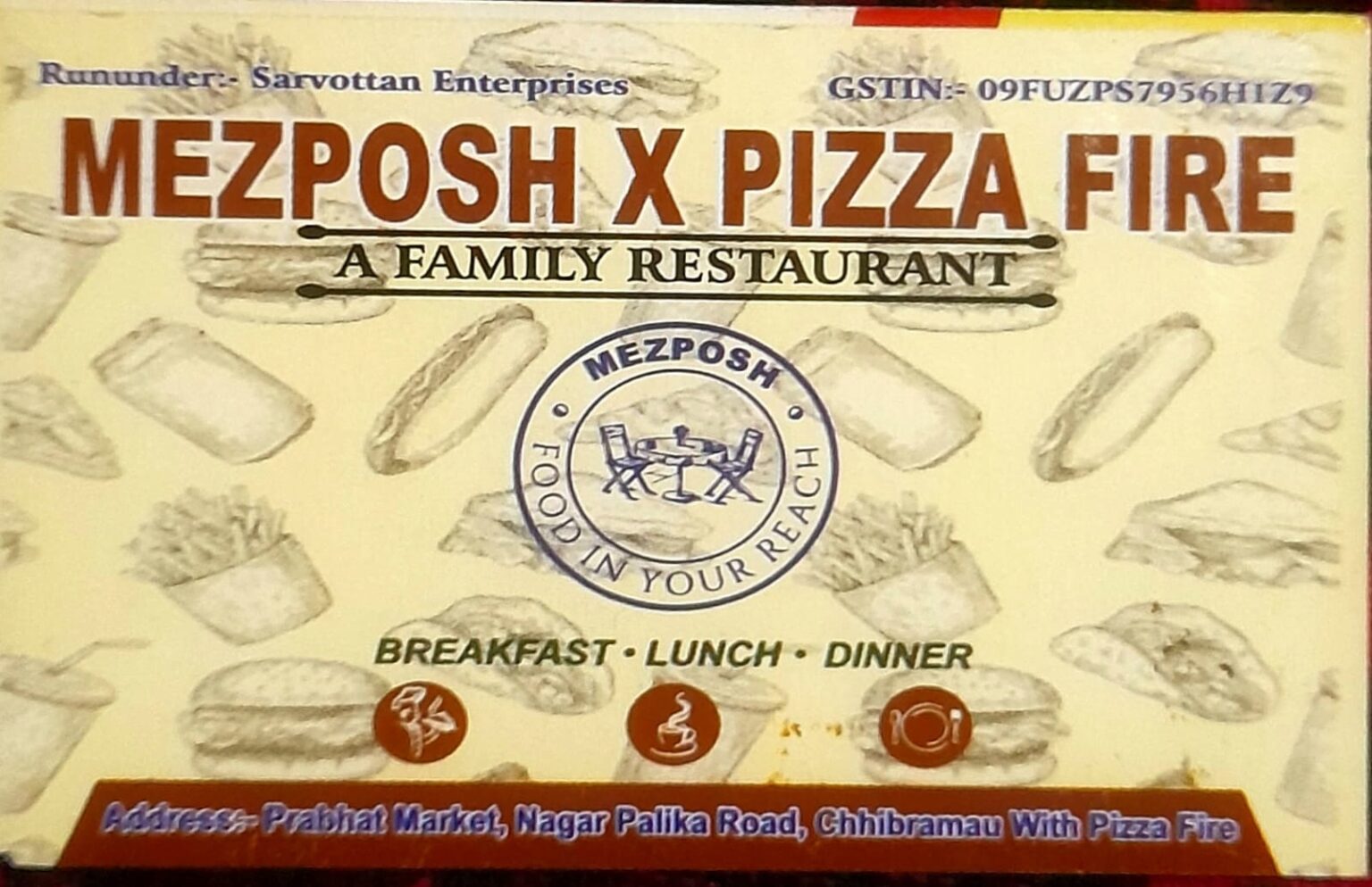 Mezposh x Pizza visiting card Chhibramau