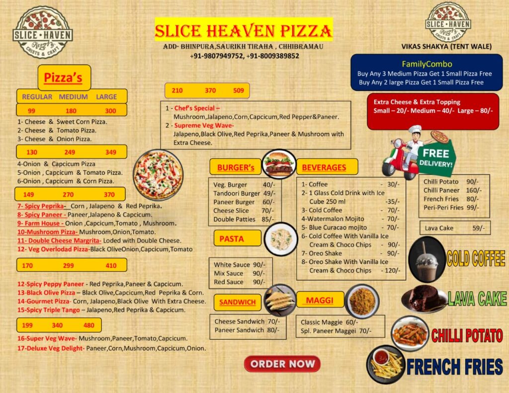 Slice Heaven pizza Chhibramau